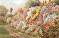 Ретро открытки - Цветущая альпийская горка на старой стене-вигги