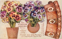 Ретро открытки - Анютины глазки в декоративном цветочном горшке