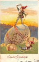 Ретро открытки - Счастливой Пасхи. Гномы и пасхальное яйцо