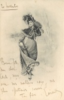 Ретро открытки - Женщина в накидке с муфтой в руке