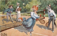 Ретро открытки - Теннисный турнир. Преимущество в игре