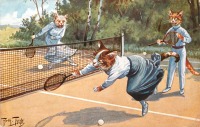Ретро открытки - Теннисный турнир. Дуче