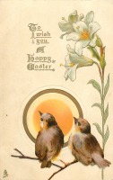 Ретро открытки - Две птицы и пасхальные лилии