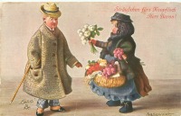 Ретро открытки - -Купите цветочки, господин барон !