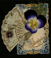 Ретро открытки - Фигурная открытка-веер с анютиными глазками и травами