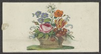 Ретро открытки - Букет садовых цветов в плетёной корзине