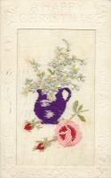 Ретро открытки - Натюрморт Незабудки в кевшине и розы с бутонами