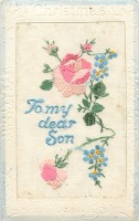 Ретро открытки - Моему сыну. Розы и голубые незабудки