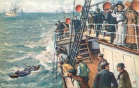 Ретро открытки - Спуск таможенного инспектора в шлюпку на пароходе Саванна