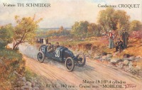 Ретро открытки - Автомобиль N.20 ТН Шнайдер и гонщик Крокет