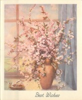 Ретро открытки - Ветки цветущей вишни в высокой вазе