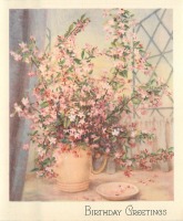 Ретро открытки - Цветущие весенние ветки в вазе