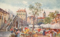 Ретро открытки - Ницца. Цветочный рынок