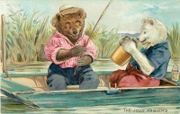 Ретро открытки - Весёлые рыболовы