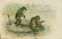 Ретро открытки - Лягушки в пруду