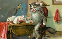 Ретро открытки - Кошки и мышки. Гуманист