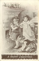 Ретро открытки - Девочки и рождественские чулки