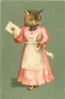 Ретро открытки - Кошка и счастливое письмо