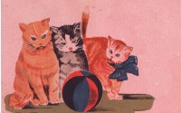 Ретро открытки - Кошки с мячиком.