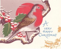 Ретро открытки - Рождественская малиновка.