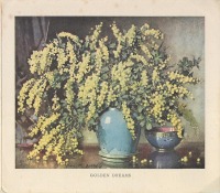 Ретро открытки - С Новым Годом. Жёлтая мимоза в голубой вазе