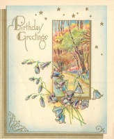 Ретро открытки - Голубые колокольчики и весенний пейзаж