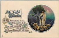 Ретро открытки - Светлый и счастливый пасхальный Иисус и овцы