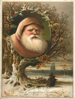 Ретро открытки - Святой Николай в зимней сцене