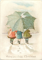 Ретро открытки - Три подружки на зимней прогулке