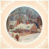 Ретро открытки - Сельский дом и деревья под снегом