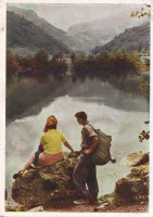 Ретро открытки - Голубое озеро в Черекском ущелье.