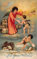 Ретро открытки - Ангелы и новогодняя почта