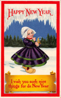 Ретро открытки - Голландская девочка с новогодними подарками