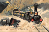 Ретро открытки - С Новым Годом, Снежная сцена в туннеле