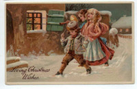 Ретро открытки - Рождественская ночь и дети