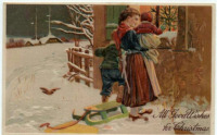 Ретро открытки - Зимняя прогулка и рождественская ёлка
