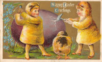 Ретро открытки - Счастливой Пасхи. Пасхальные цыплята