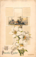 Ретро открытки - Мирной Пасхи. Белые лилии