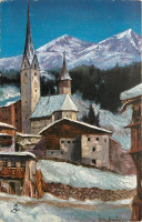 Ретро открытки - В. Рубах. Городок Бурглен в Швейцарских Альпах