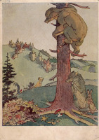Ретро открытки - Собака и волк
