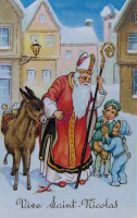 Ретро открытки - Ретро-поштівка.  Святий Миколай вітає діток.