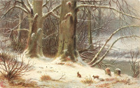 Ретро открытки - Э. Лонгстаф. Два кролика на лесной опушке