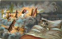 Ретро открытки - Рождество и Новый Год. Кошачьи сны