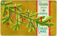 Ретро открытки - Счастливого Рождества. Ёлочные огни