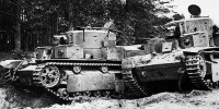 Литва - Оставленные экипажами танки Т-28 5-й танковой дивизии. Район Алитуса, Литва, июнь 1941 года