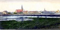 Литва - Вид с  литовской стороны на город Тильзит и понтонный мост через р. Мемель