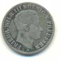 Старинные деньги (бумажные, монеты) - 1/6 таллера 1823 г.Пруссия.