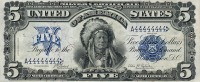 Старинные деньги (бумажные, монеты) - 5 долларов.