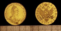 Старинные деньги (бумажные, монеты) - 2 рубля Екатерины 2 дворцоваго обихода 1785 золото 2,48 гр.