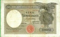 Старинные деньги (бумажные, монеты) - Бона - Итальянские 25 лир, 1923 год, Biglietto Di Stato